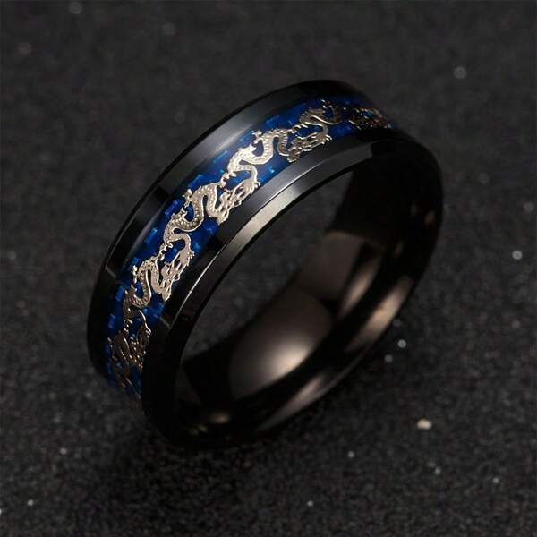 1pc Men's Fashion Stainless Steel Dragon Pattern Ring
