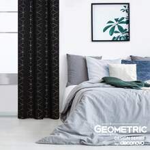 2 Pcs Blackout Curtains For Bedroom & Living Room - Diamond Foil Print, Grommet Top, Thermal Insulated & Room Darkening (Blocks Sun, Saves Energy) - 黑色 - 查看 3