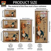 1pc Halloween Pumpkin Spider Silk Patterned Bathroom Anti-Slip Mat, Made Of Artificial Cashmere Material, With Fluffy Decoration, Suitable For Doors, Bathrooms, Kitchens And Other Occasions, Machine Washable, Anti-Slip, Daily Decoration, Can Be Given