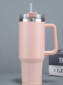 1 Pc, 40 Oz Stainless Steel, With Handle And Straw Cover, Reusable Insulated Double Wall Stainless Steel Water Bottle, Travel Cup, Ice Coffee Cup, Gift For Women, Can Hold Ice Drinks And Hot Drinks In Water Cup - Multicolor - View 1