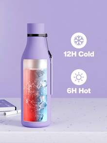 Meoky Bình nước thể thao mờ 17oz có dây đeo có thể tháo rời – Bình nước bằng thép không gỉ hình Cola, cách nhiệt hai lớp chống rò rỉ, giữ lạnh 12 giờ, lý tưởng cho phòng tập thể dục, du lịch, trường học và sử dụng ngoài trời - Màu tím - Xem 3