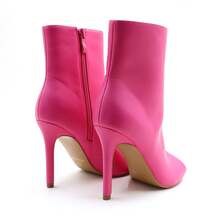 Womens Peep Toe Stiletto Booties Side Zipper High Heel Open Toe Ankle Boots CHARLIE-212 - MÀU ĐỎ FUCHSIA - Xem 8