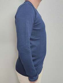 Men's Cold Weather Blouse | Men's Knitted Sweater | Winter Knitted Wool Pullover Long Sleeve V-Neck - 海洋 - 查看 7