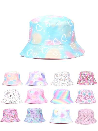 1pc Kids Cartoon Animal Sun Hat, Cute Shark Heart Decor Bucket Hat For Spring Autumn