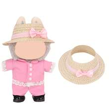1/2pcs 17cm LBB Straw Hat With Bow Headband Decor, Fashionable & Cute LLabubu Accessory, Suitable For Blocking Summer Sunlight, Children's Toy Doll Accessory, Holiday Party, Birthday Gift - LBB-0038 - View 8