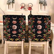 1 Stück/4 Stücke/6 Stücke/10 Stücke Mond & Sternenhimmel, Grünes Blatt & Blumenmuster Kurz-Plüsch Stuhlbezug, abnehmbarer Kurz-Plüsch Material Stuhlschutz Überzug, geeignet für alle Jahreszeiten, Feiertags-Dekoration, für Esszimmer, Wohnzimmer, Haushaltsstühle, mit Rückenschutz, passend für Esszimmer, Büro, Wohnzimmer, Hotel und Heimdekoration