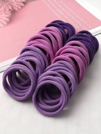 50/100 piezas Gomas de pelo elásticas de alta calidad con degradado de morado y rosa para mujeres y niñas | Gomas de pelo sin costuras y gruesas, suaves con el cabello, sin dejar marcas | Paquete a granel de gomas de pelo para todo tipo de cabello/Paquete de valor con mezcla de morado y rosa, gomas de pelo sin dejar marcas | Gomas de pelo de alta elasticidad suaves para uso diario, ejercicio | Sujetadores de coleta suaves y sin daños, accesorios para el cabello, cuerda para el cabello