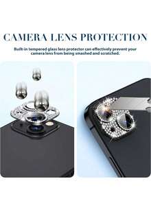 1片钻石一体式镜头保护膜，钢化玻璃材质，防刮耐磨，银色钻石金属保护圈，适用于 11/12/13/14 Pro Max/15 Pro Max/16/16 Plus/16 Pro/16 Max系列 - 黑色 - 查看 10