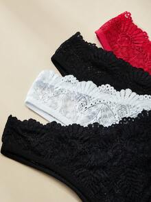 Bộ 4 chiếc quần lót nữ gợi cảm, quần lót trong suốt, quần lót cạp thấp, quần lót G-string màu trơn, quần lót nữ thoáng khí quyến rũ. - Nhiều màu - Xem 3
