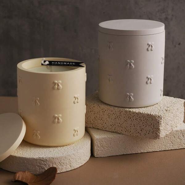 2pcs/Set Jar Mold With Lid, DIY Handmade Plaster, Cement, Floral Scented Candle Cup, Mirrored Silicone Mold