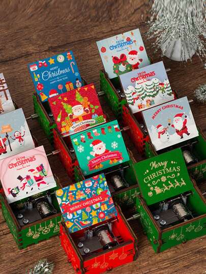 1 pieza Caja de música con cascabeles navideños, adorno de madera con campanas, decoración de Santa Claus viene a la ciudad, adecuado para Navidad, regalos festivos, decoración del hogar