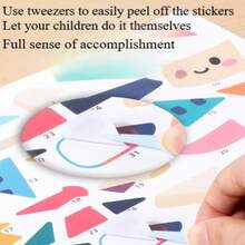 1 Stück Kinder Lernspielzeug Aufkleber Montessori Lehrmittel Geometrische Collagen zur Förderung der Konzentration des Babys Aufkleber Puzzle Kreatives Spielzeug