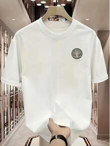 100% Cotton Men's Breathable Short-Sleeved T-Shirt, Rock Music Hand Holding Microphone Letter Slogan Pattern, Fashionable And Casual Men's Clothing For All Seasons, 180 Grams Of Soft And Comfortable Cotton, Versatile And Durable Men's Short-Sleeved - trắng - Xem 3