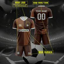 Camiseta de fútbol personalizada del St. Pauli Bundesliga con gráficos personales, logotipo, nombre y número, camiseta deportiva transpirable y de secado rápido, adecuada para bádminton, voleibol y entrenamiento de fútbol - Multicolor - Ver 1