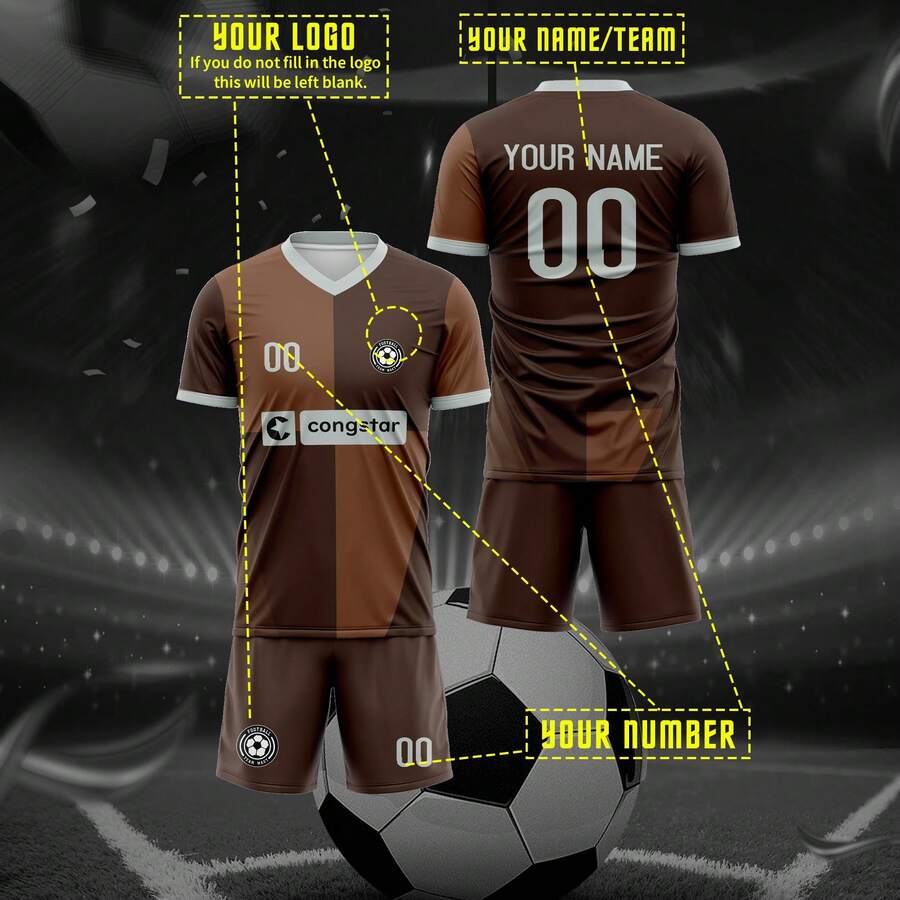 Camiseta de fútbol personalizada del St. Pauli Bundesliga con gráficos personales, logotipo, nombre y número, camiseta deportiva transpirable y de secado rápido, adecuada para bádminton, voleibol y entrenamiento de fútbol - Multicolor - Ver 1