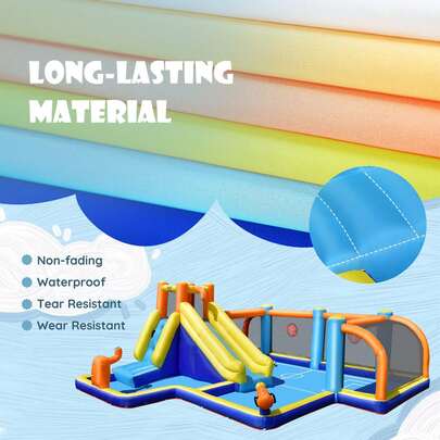 Lifezeal Giant Soccer-Themed Inflatable Water Slide Bouncer W/ Splash Pool Without Blower