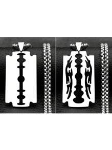 Stainless Steel Geometric Pendant Long Necklace, Unisex Punk Style Fashion Jewelry - Multicolor - View 7