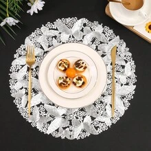 1pc/4pcs/6pcs/8pcs Butterfly PVC Heat-Insulating Round Placemats, Washable Non-Slip Tableware Mats For Hotel, Restaurant, Home Dining - Butterfly Placemat - View 6