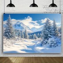 2D 平面冬季仙境背景 - 雪花图案，适合圣诞节、婚礼、生日等 - 耐用聚酯摄影道具 - 1個 - 查看 5