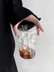 1pc Clear Glass Cup, Simple Water Cup For Office, Home - Multicolor - View 6