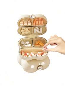Cloud Shaped Mini Jewelry Storage Box Medicine Box - Portable Multi-Grid Storage Box For Rings, Necklaces, Earrings And Bracelets, Seven-Day Portable Medicine Box With Divided Compartments To Prevent Odors, Large Capacity Portable Moisture-Proof Pill And Medicine Storage Box, Durable Plastic Material With Safety Buckle Design, Pearl Glossy Surface, Multi-Layer Partitions, Jewelry Organizer - Multicolor - View 8