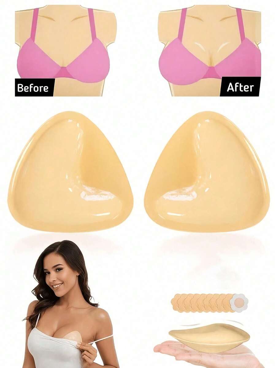 2 Pairs Double-Sided Adhesive Bra Pads, White Sticky Bra Pads, Adhesive Bra Pads, Lift-Up Bra Pads, Self-Adhesive Bra Pads, Instant Lift Bra Pads, Sports Bra/Swimsuit Lift-Up Bra Pads - Multicolor - View 1