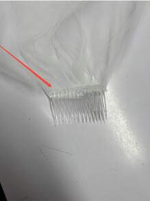 1pc Beige Double-Layer Short Bridal Veil With Comb