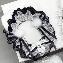 1pc New Cute Photo Card Holder, Instant Film Photo Display Album Decor, Celebrity Card Collector, DIY White Rabbit Ear Lace Bow Plush Transparent Backpack Decoration Filler, Kpop - Multicolor - View 4