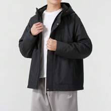 Adidas Men's Jacket, Sports Casual Thermal Lined Warm Windproof Hooded Jacket JI8680 - Black - View 3