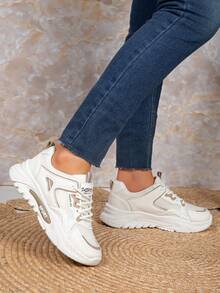 Neue Schnür-Lässig Sportschuhe, Weiche Sohle Chunky Sneaker, Leichte rutschfeste Laufschuhe - Verschiedenfarbig - Übersicht 2