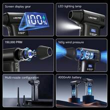 涡轮喷气风扇便携式清洁吹风机工具 Type-C 充电 130000RPM 3 档可调电动空气除尘器汽车吹雪， - 黑色 - 查看 10