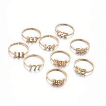 1pc Fashionable 111-999 Open Ring Stainless Steel Unisex Finger Ring, Commemorative Gift