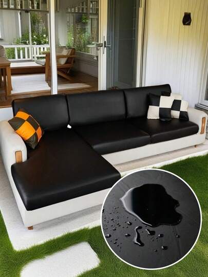 1pc Black Stretch Waterproof Sofa Slipcover, Fits 1 2 3 4 Seater Sofa, Elastic Sofa Cover, Stain Resistant, Comfortable Sofa Protector, Suitable For Outdoor, Living Room, Hotel, Dust-Proof