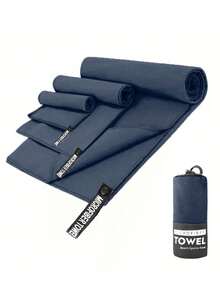 1pc Navy Blue Quick Dry Towel, Ultra-Fine Fiber, Thin & Soft, Super Absorbent, Suitable For Outdoor Sports, Camping, Gym, Yoga, Hiking