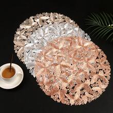 1pc/4pcs/6pcs/8pcs Butterfly PVC Heat-Insulating Round Placemats, Washable Non-Slip Tableware Mats For Hotel, Restaurant, Home Dining - Butterfly Placemat - View 3