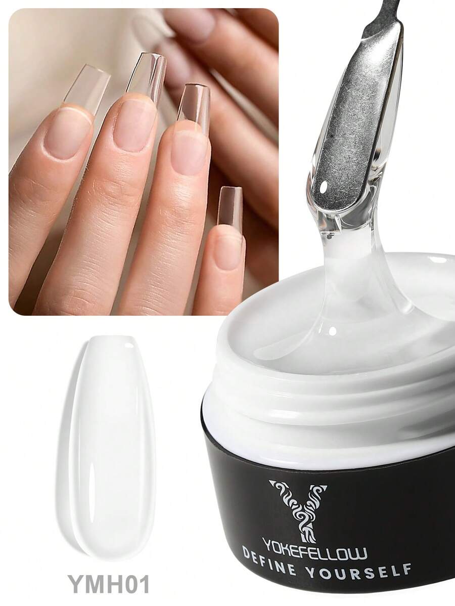 YOKEFELLOW 15g Nail Extension Builder Gel Clear Jelly Pink Builder Gel For Nail Art Design Nail Extension Gel For Nail Extension All Season Gel Color & Long-Lasting Nail Strengthener Nails Enhancement Salon Nail Easy DIY At Home Manicure For Women And For A Gift
