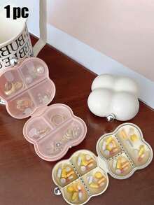 Cloud Shaped Mini Jewelry Storage Box Medicine Box - Portable Multi-Grid Storage Box For Rings, Necklaces, Earrings And Bracelets, Seven-Day Portable Medicine Box With Divided Compartments To Prevent Odors, Large Capacity Portable Moisture-Proof Pill And Medicine Storage Box, Durable Plastic Material With Safety Buckle Design, Pearl Glossy Surface, Multi-Layer Partitions, Jewelry Organizer - Multicolor - View 1