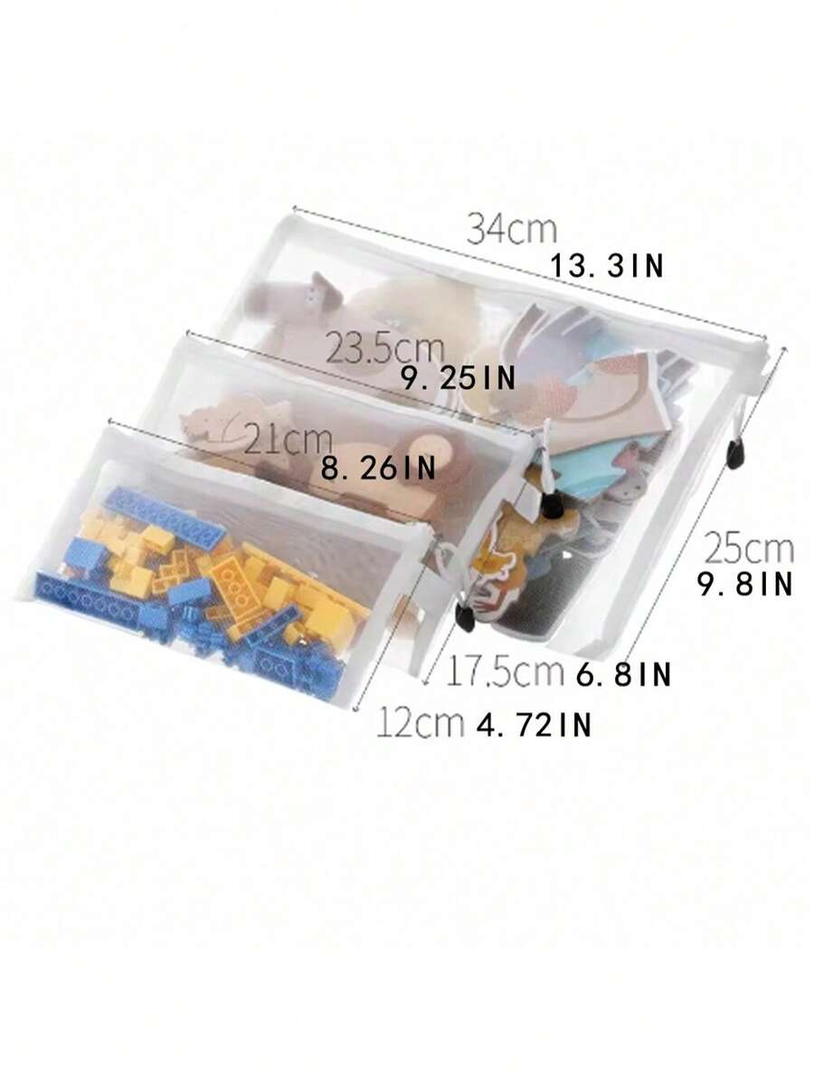 Toy Storage Bag Building Block Puzzle Sub-Package Bag Children Small Particle Zipper Transparent Finishing Storage Box - White - View 1