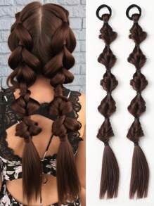 2 件 20 英寸马尾假发女式泡泡辫天然染色扭辫扎发绺 1 双马尾灯笼辫 - 彩色 - 查看 18