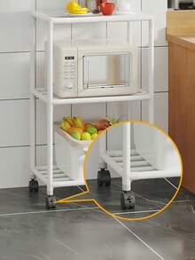 1 pieza Estantería de almacenamiento multiusos, móvil con barandilla, adecuada para cocina, baño, sala de estar, dormitorio, estudio, oficina, regalo de vacaciones, regalo de Navidad, regalo para niños, mejora del espacio, accesorios de baño, decoración de habitación - Multicolor - Ver 5