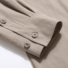 Men's Shirt With Multiple Pockets, Quick-Drying And Breathable, Suitable For Outdoor Hiking And Mountaineering; Simple Solid-Color Men's Shirts, Suitable For Spring, Summer, And Autumn Wear. - Màu be - Xem 6