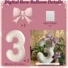 40-calowe (101,6 cm) matowe białe balony cyfry/kolorowe balony cyfry z różową kokardką/kolorowe balony z kokardką, matowy biały zestaw balonów foliowych cyfry, odpowiednie na urodziny w wieku 0-9 lat, różowa księżniczka, motyw westernu, przyjęcie urodzinowe, dekoracje balonowe, rocznica, dekoracja na przyjęcie z okazji ukończenia szkoły, dekoracja ślubna, dekoracje urodzinowe, dekoracja świąteczna, hel do balonów, dekoracja na Halloween - Wielokolorowe - Zobacz 15