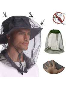 1pc Anti-Insect Anti-Mosquito Head Net Hat, Lightweight Breathable Mesh Design, UV Protection, Packable Polyester Headwear, Suitable For Fishing, Camping, Hiking, Outdoor Activities - Unisex