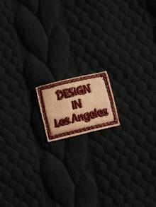 Men's Short-Sleeved Suit With Solid-Color Jacquard Texture, Crew Neck Shirt + Shorts With Pockets And Patches, Suitable For Vacation And Leisure Outings, Spring And Summer Wear, A Great Gift For Family And Friends. - 黑色 - 查看 9