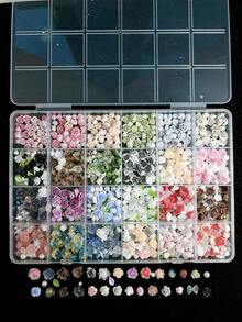 1Box Mixed  Sweet Pearl Leaf Flower Nail CharmS French Retro Rose DIY Stud Hair Clip Nail Art Decorations  Accessories DIY Crafts - 彩色 - 查看 1