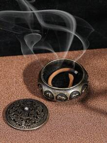 Queimador de incenso de refluxo de peixes - Suporte de incenso de metal com design de lótus de bronze vintage com tampa, suporte portátil para incenso oco para spa, ioga, meditação, decoração de casa, fragrância de ambiente, presentes - Multicolorido - Ver 10