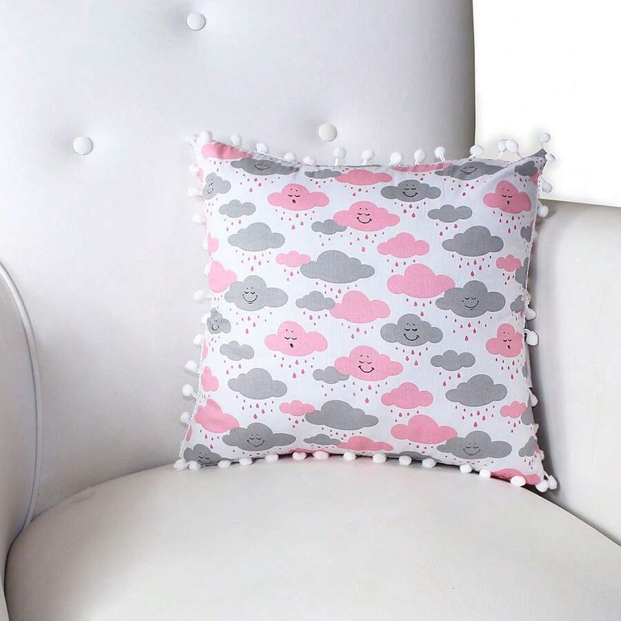 Printed Decorative Pillow With Full Zipper, Super Washable - Nube rosa - Ver 1