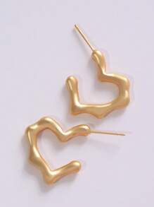 1 Pair Asymmetrical Heart Shaped Earrings, Creative Luxury Design, Suitable For All Occasions, Year-Round Wear