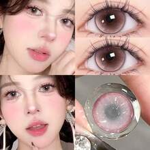 Lentes de contacto colores nuevos compra uno lleva otro gratis lentes delgados diámetro grande 14.5 mm desechables anuales con pinzas y clips colores al azar ideal para Halloween fiestas cosplay - Multicolor - Ver 2