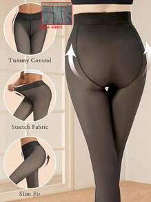1pc Women's 200g Thermal Black Thermal Lined Tights/Pantyhose,Warm Tights,Thickened Fleece Stockings,Translucent,High Elastic,Sexy Slim Fit Leggings,Soft And Smooth,Fashionable Leg Slimming,Suitable For Fashionista Girl,Young Lady,Teenager,-10~10°C,Autumn/Winter Tights,Party,Disco,Various Holidays, Sports, Leisure, Business And Other Daily Wear.
